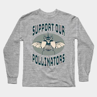 Support Our Pollinators Horned Rhinoceros Beetle Long Sleeve T-Shirt